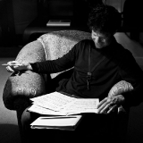 Anton looks over music before the gig